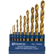 Набор спиральных сверл по металлу THORVIK TDBS10 52479 Набор спиральных сверл по металлу THORVIK TDBS10 52479