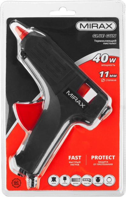 MIRAX. Пистолет клеевой (термоклеящий) электрический, 40Вт/220В, 11мм ( 06803 ) MIRAX. Пистолет клеевой (термоклеящий) электрический, 40Вт/220В, 11мм ( 06803 )