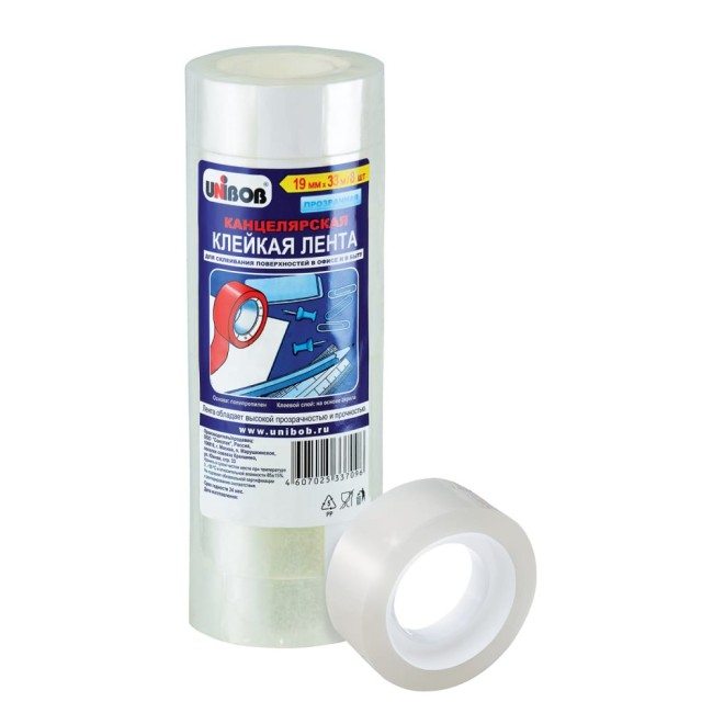 Канцелярская клейкая лента Unibob 214962