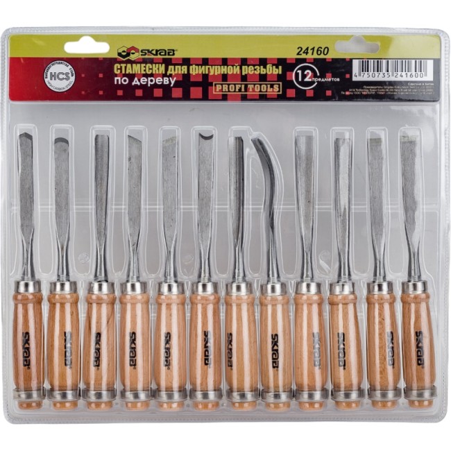 Набор резцов по дереву SKRAB 24160