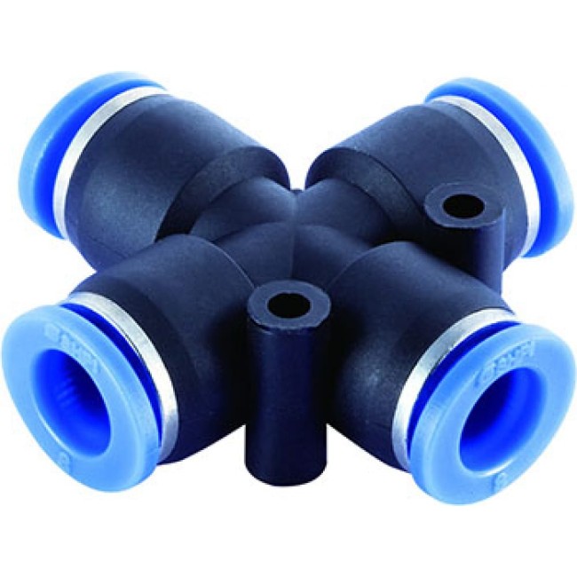 Цанговый крестообразный фитинг для соединения трубок диаметром 10 мм SHPI PZA 10