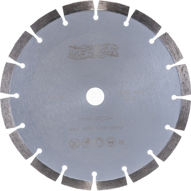 Сегментный алмазный диск по железобетону MESSER 230D-2.4T-12W-16S-22.2 01-15-230 Сегментный алмазный диск по железобетону MESSER 230D-2.4T-12W-16S-22.2 01-15-230