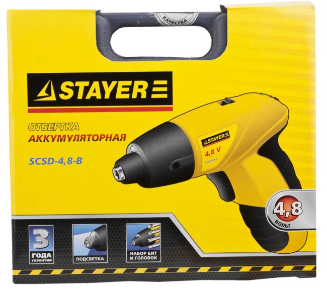 Отвертка STAYER аккумуляторная, реверс, подсветка, с набором бит, 0.7А/час, 2.5Нм, 4.8В, кейс с набором бит, ( SCSD-4.8-B ) Отвертка STAYER аккумуляторная, реверс, подсветка, с набором бит, 0.7А/час, 2.5Нм, 4.8В, кейс с набором бит, ( SCSD-4.8-B )
