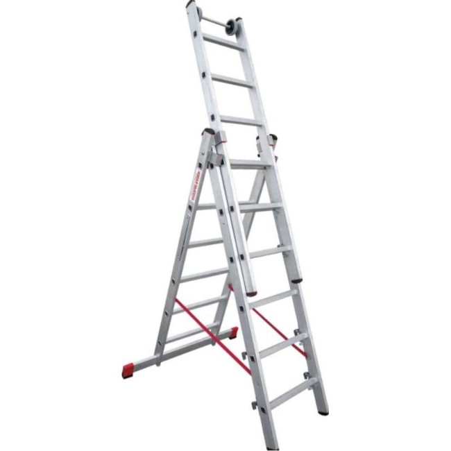 Индустриальная алюминиевая трехсекционная лестница Новая Высота 5230306
