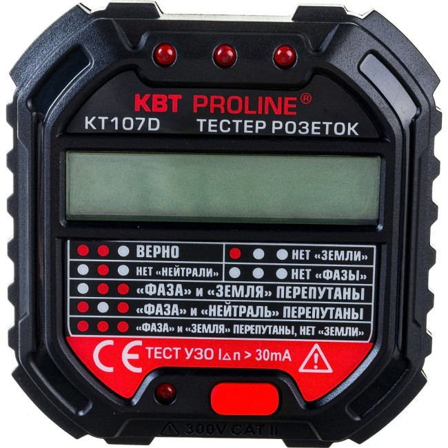 Тестер розеток и УЗО КВТ КТ 107D PROLINE 86321