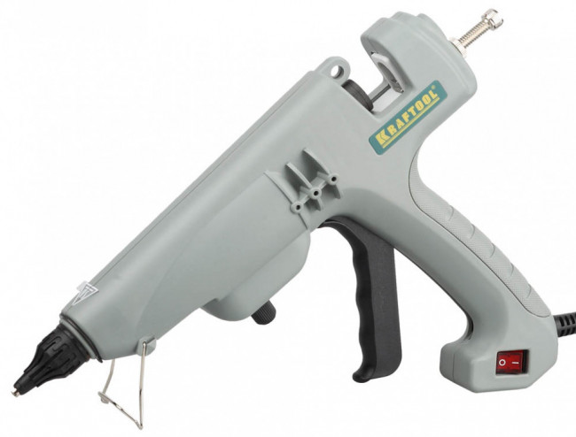 Пистолет термоклеящий с терморегулятором, KRAFTOOL 06840, регулировка подачи клея, выключатель, 12мм, 220Вт,  ( 06840 )