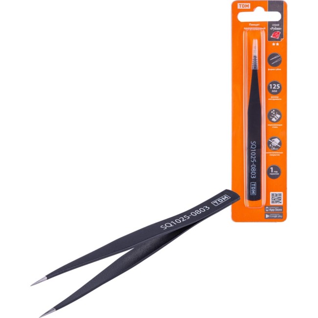 Прямой прецизионный пинцет TDM Рубин SQ1025-0803