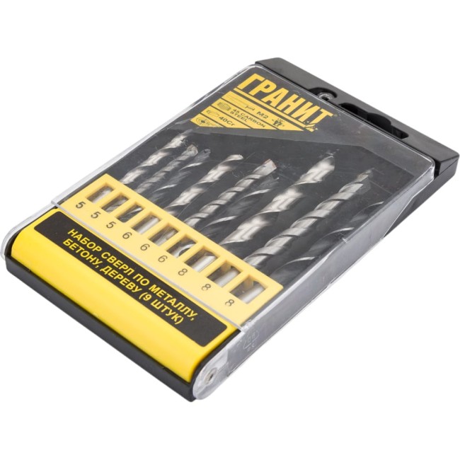 Набор сверл по металлу, бетону, дереву Гранит 700004