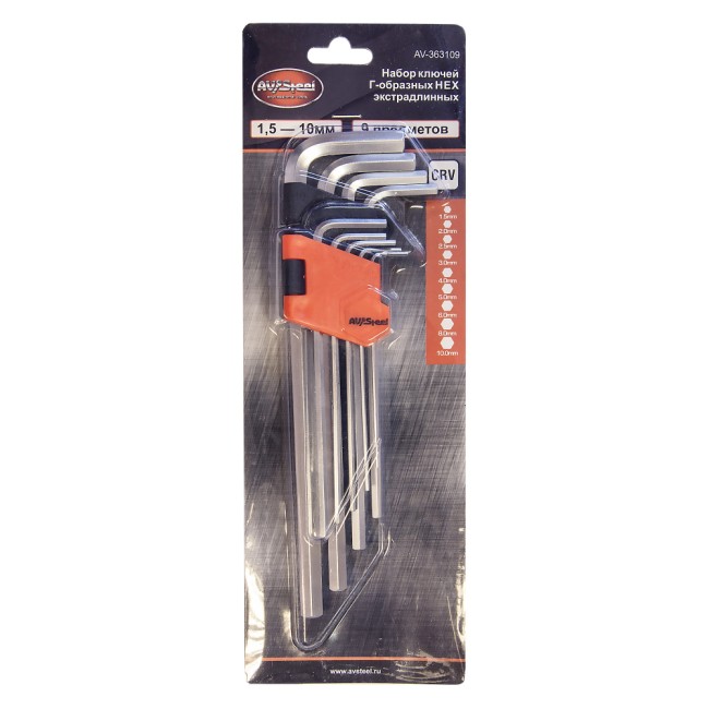 Набор Г-образных ключей AV Steel AV-363109