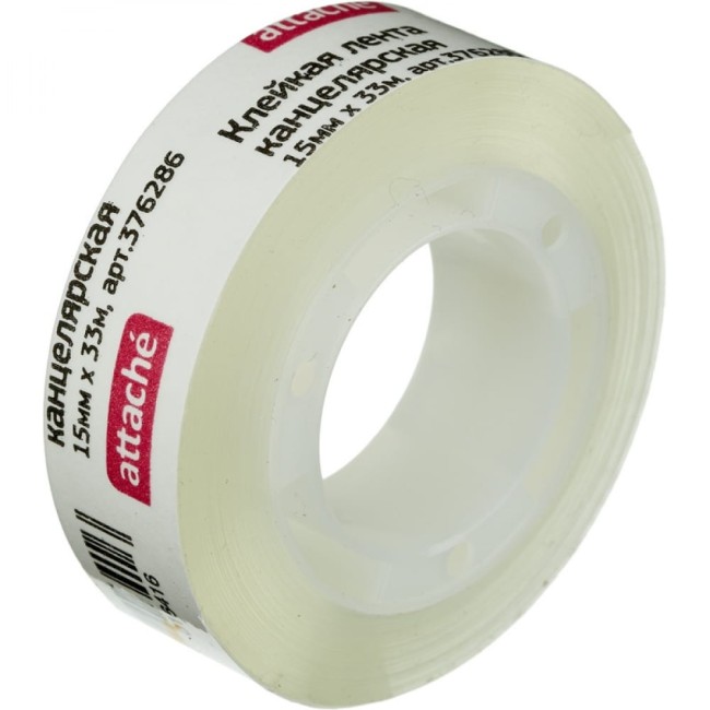 Канцелярская клейкая лента Attache 15 мм х 33 м, пластиковая втулка 376286